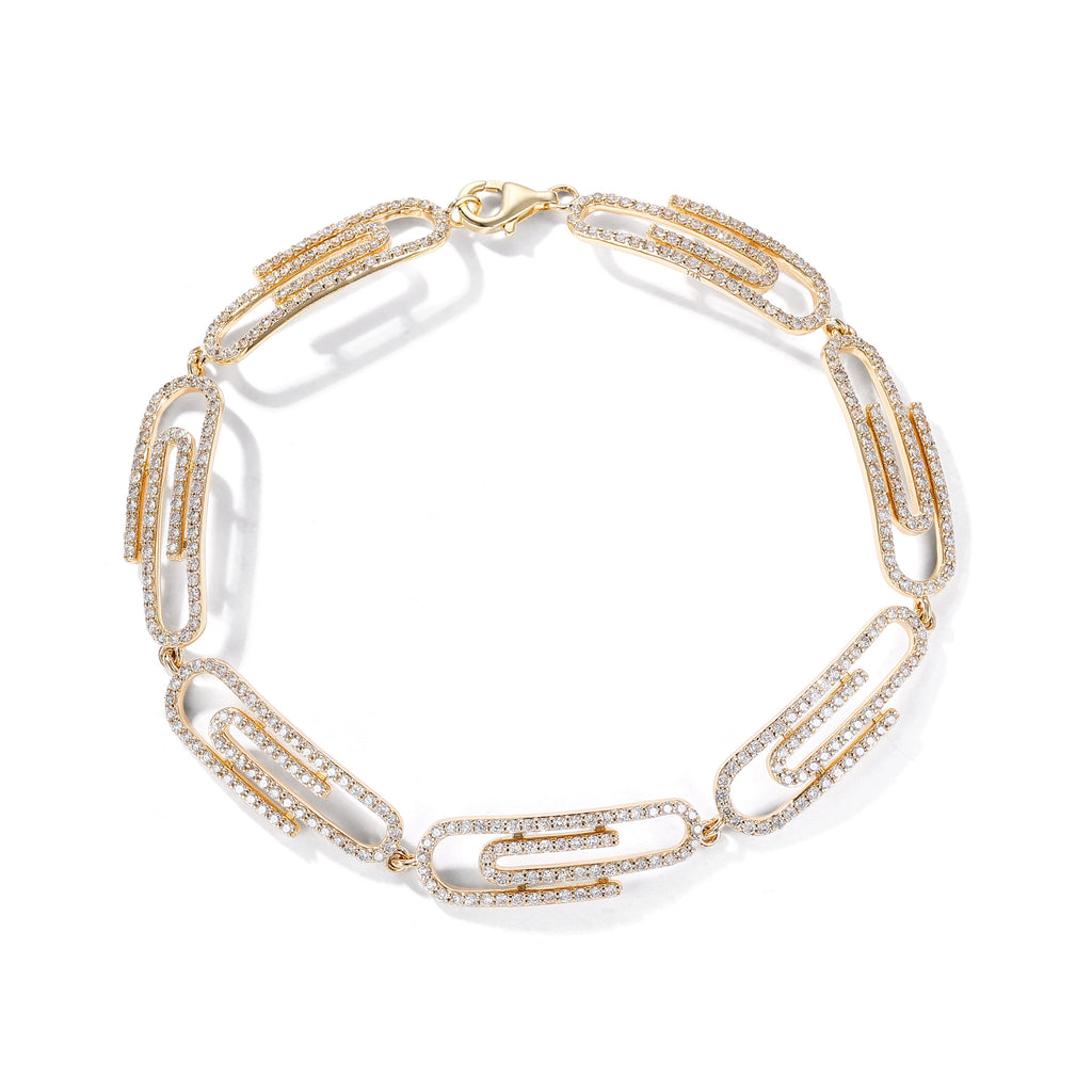 Yellow Gold Signature Diamond Paperclip Bracelet